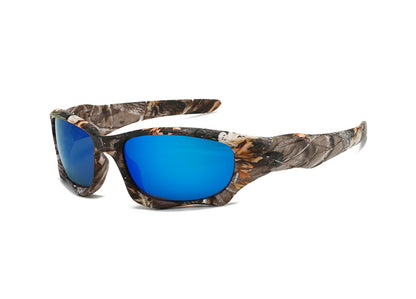 Occhiali da sole neri modello Oregon Mountains - Wood grains vista frontale ussess