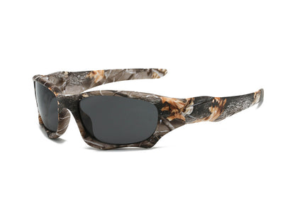 Occhiali da sole neri modello Oregon Mountains - Wood grains vista frontale ussess